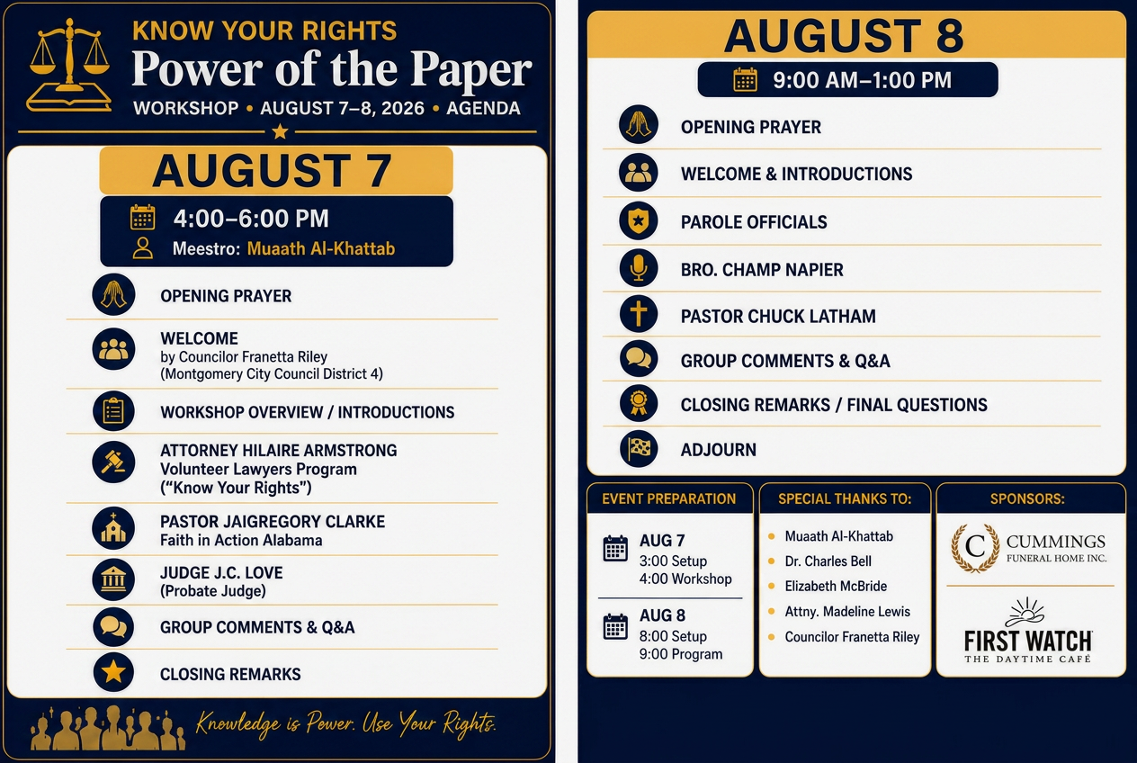 Know Your Rights: Power of the Paper two-day workshop agenda